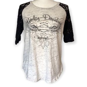 Harley Davidson Lace Sleeve Top